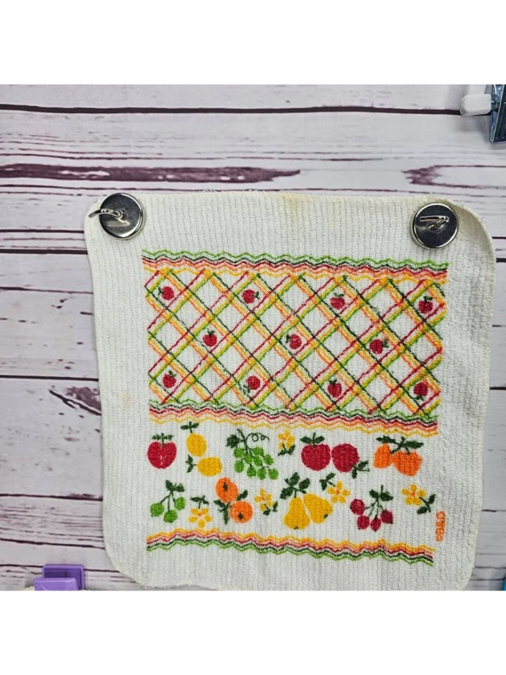 Vintage Kitchen Towels Set Of 4 Farmhouse Fruit & Vegetable Prints